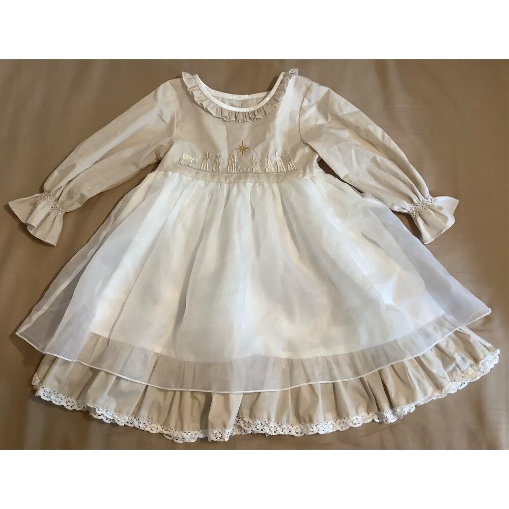 Nativity-Themed Girls Dress By Addie & Hadlie 5T Sheer Overlay Handmade Boutique